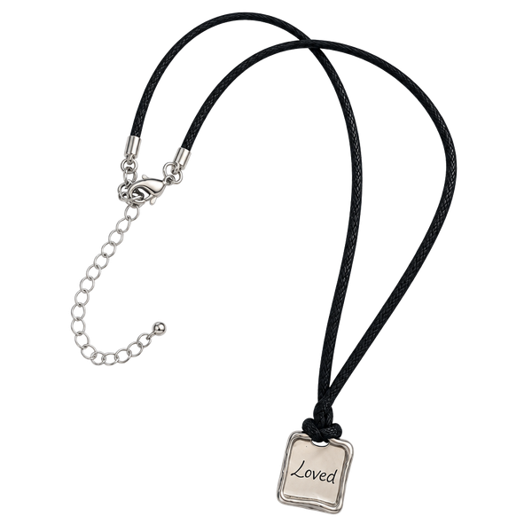 Artisan Loved Heart Pendant Necklace Black Cord Silver