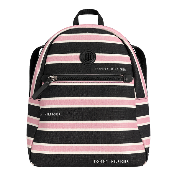 Tommy Hilfiger Striped Mini Backpack Black Pink White
