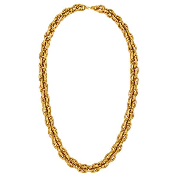 Vintage Chunky Gold Chain Necklace Textured Links