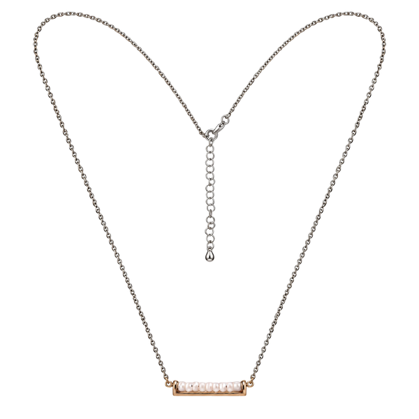 Unbranded Bronze Tone Pink Bead Bar Necklace