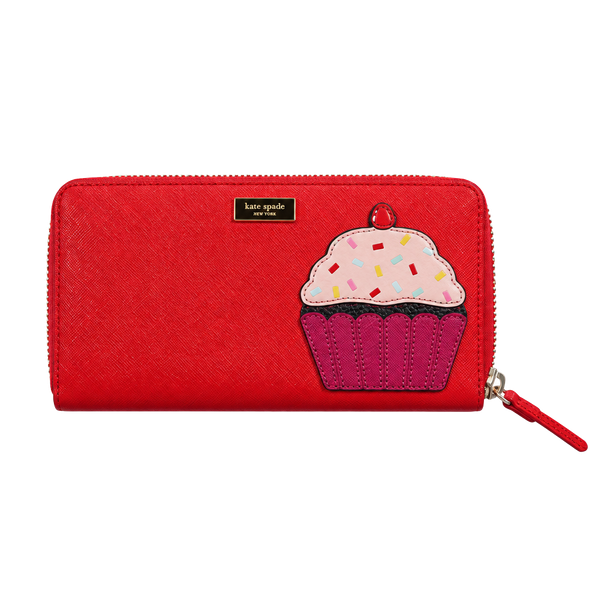 Kate Spade Take The Cake Neda Cupcake Zip Around Wallet Red Leather