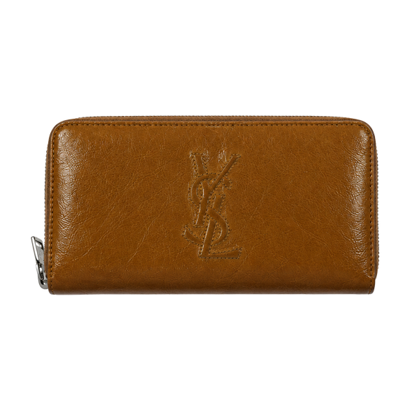 Yves Saint Laurent Belle De Jour Zip Around Wallet Camel Patent Leather