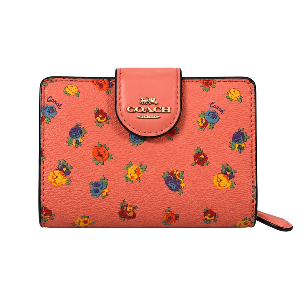 Coach Medium Corner Zip Wallet Vintage Rose Print