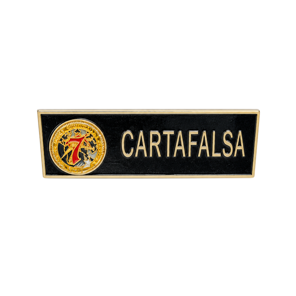 Custom Cartafalsa Name Badge Pin Black Gold