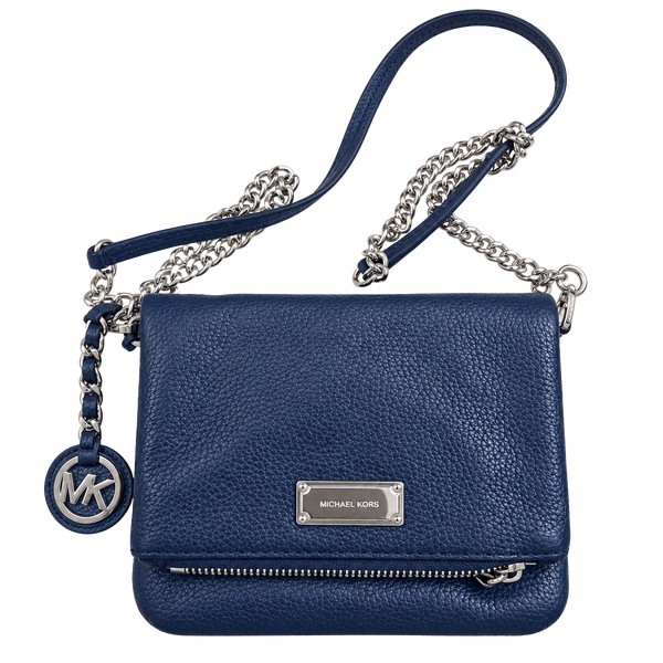 Michael Kors Corinne Navy Leather Messenger Crossbody Bag