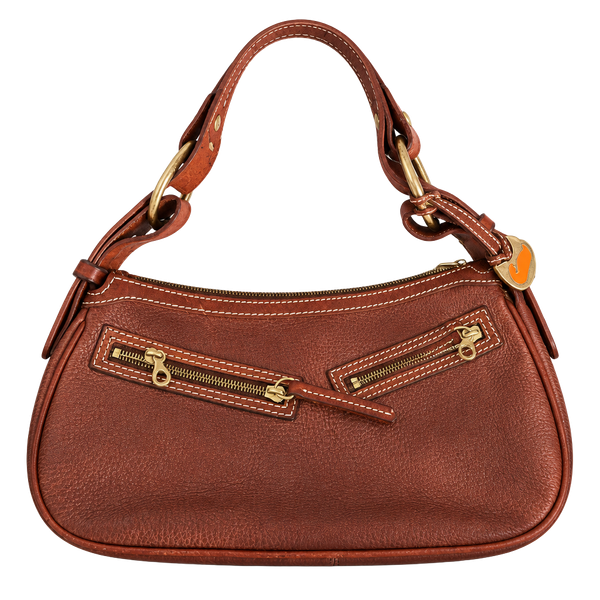 Dooney & Bourke Brown Pebble Leather Small Circle Hobo Shoulder Bag