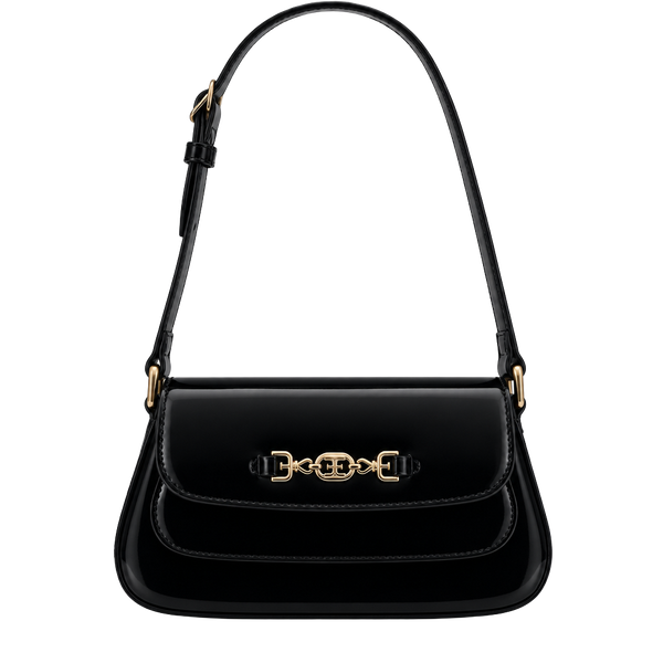 Sam Edelman Loraine Black Patent Leather Shoulder Bag