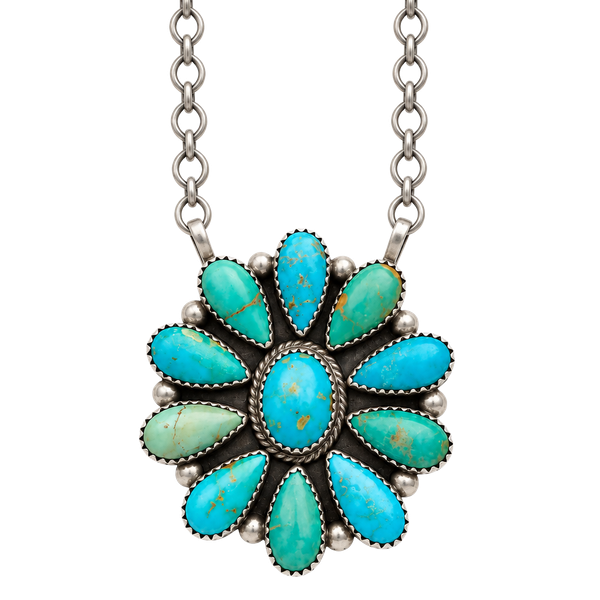 Debra Smith Sterling Silver Turquoise Cluster Pendant Necklace