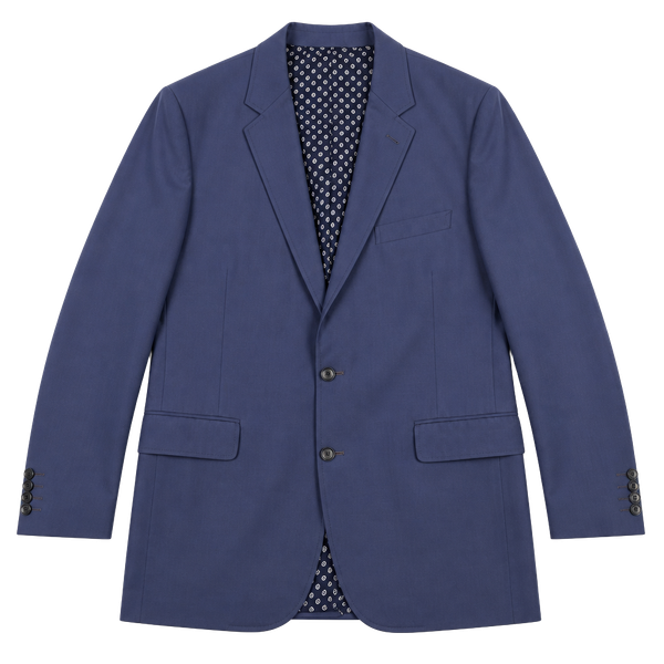 80s Biapiano Custom Blue Two Button Sport Coat Blazer with Floral Lining 47L