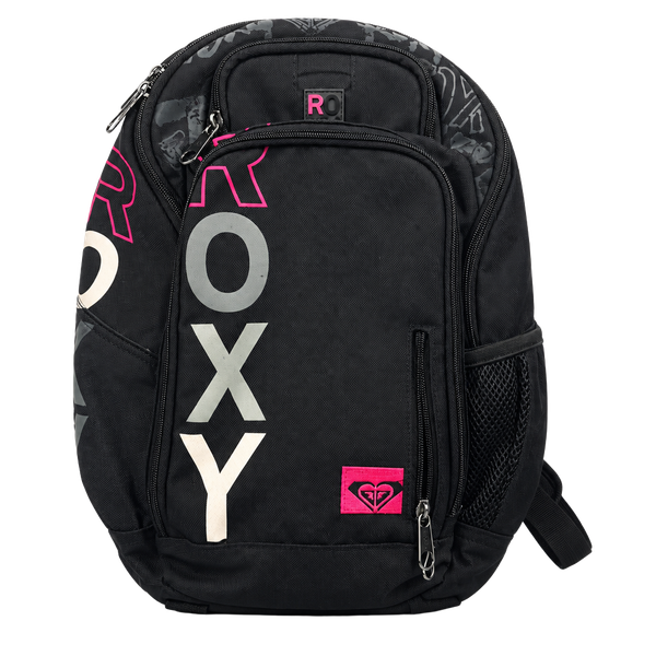 Roxy Black Pink Large Logo School Backpack Bookbag