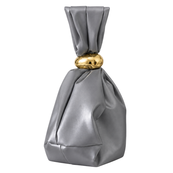 A Classy Chic Boutique Silver Mini Knot Bag with Gold Accent
