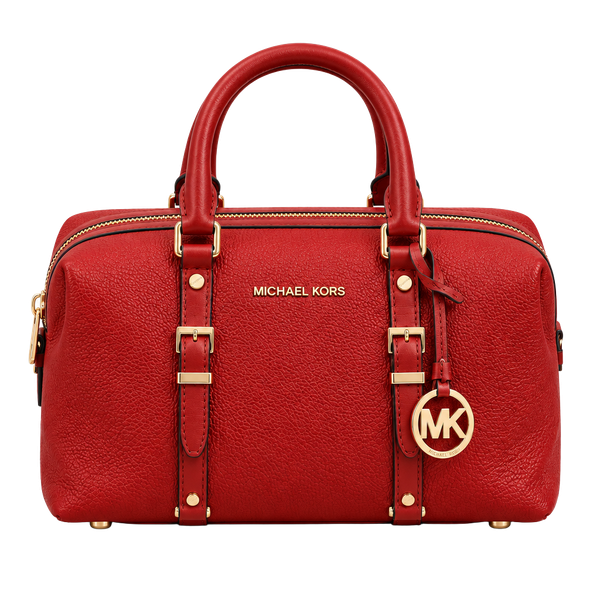 Michael Kors Bedford Legacy Pebbled Leather Duffel Satchel Red