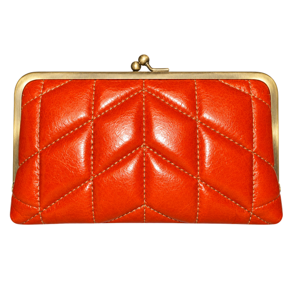 Patricia Nash Everly Quilted Nappa Leather Frame Wallet Orange