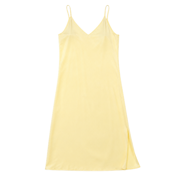 Light Yellow Satin Slip Dress - Unbranded