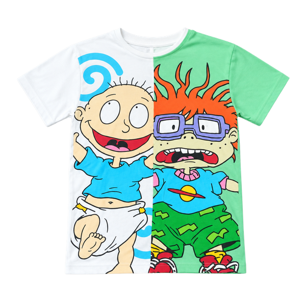 Nickelodeon Rugrats Tommy and Chuckie T-Shirt Size Youth M White Green
