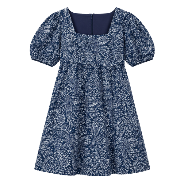 Madewell Poplin Puff-Sleeve Tiered Babydoll Dress Size 12 Paisley Garden