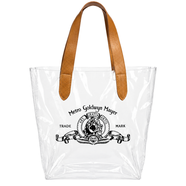 Metro Goldwyn Mayer Clear Tote Bag Brown Leather Handles