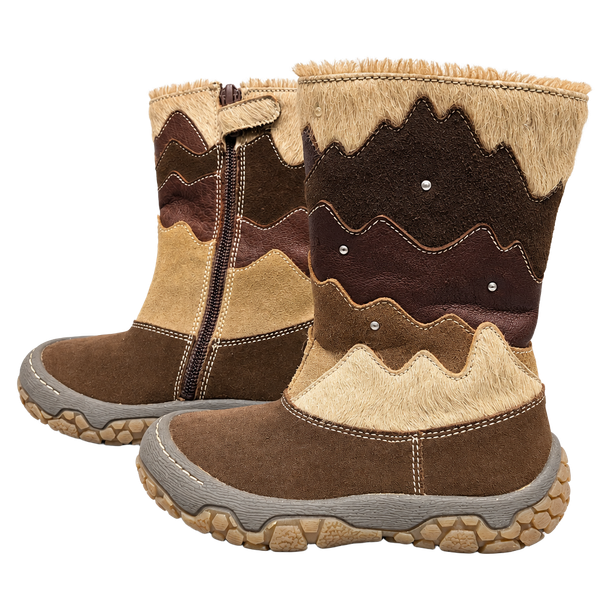 Naturino Girls Boots Size 24 Brown Leather Calf Hair Winter Snow