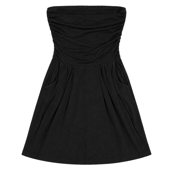 Heart & Hips Jumpsuit Size L Black Strapless Bandeau Ruched Pockets