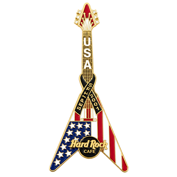 Hard Rock Cafe USA Pin September 11, 2001 Flying v Flag