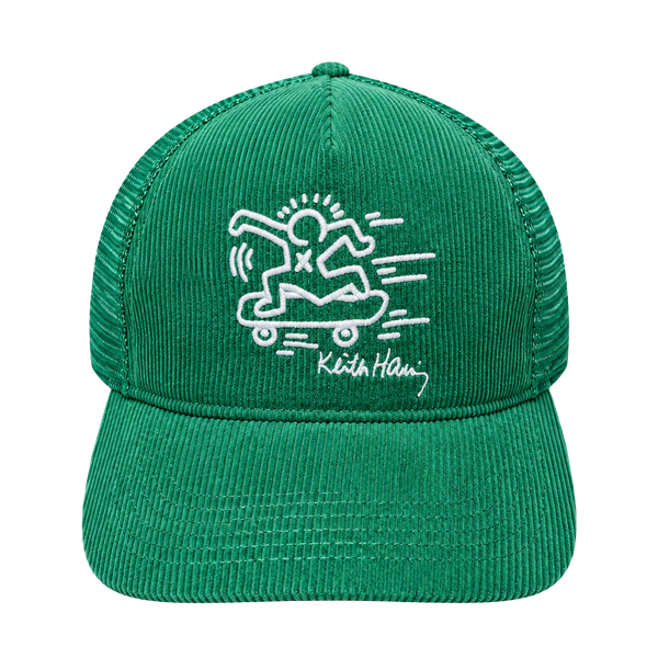 Keith Haring X Mad Engine Trucker Hat Green Corduroy Mesh Snapback Skater