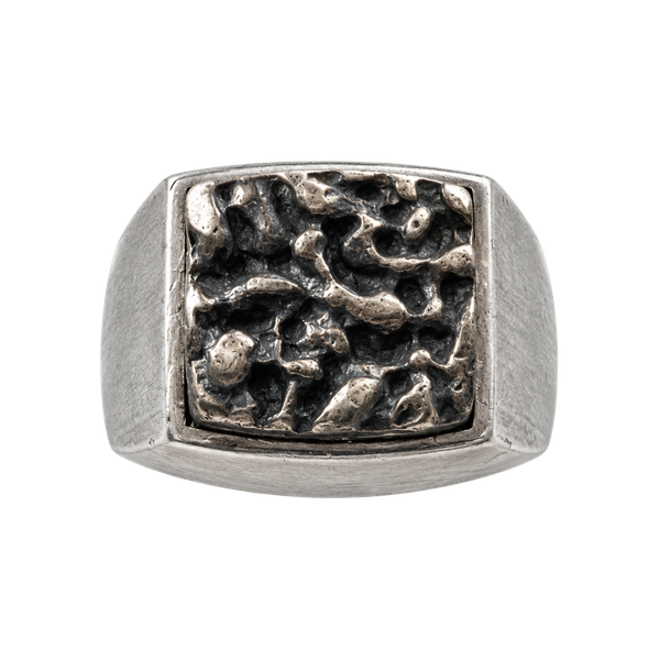 Sarah Coventry Vintage Silver Textured Square Signet Ring