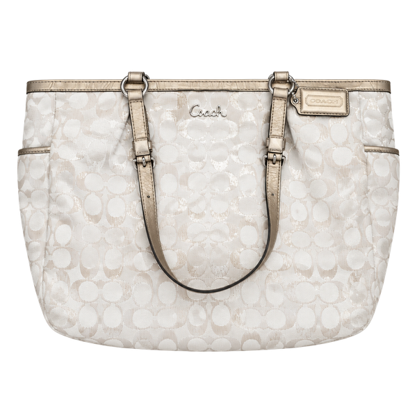 Coach East West Gallery Metallic Khaki Gold Purse Tote Handbag