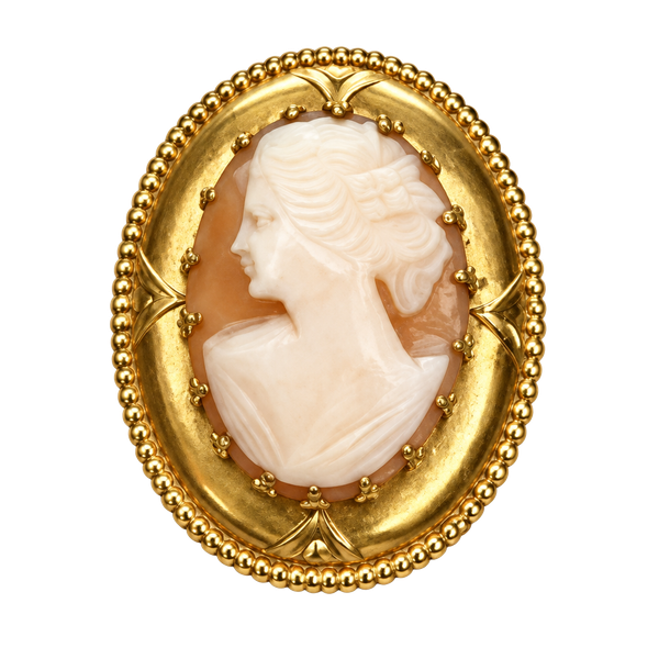 Vintage Gold Filled Shell Cameo Brooch Pin Pendant