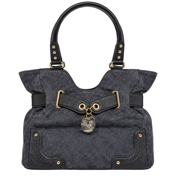 Juicy Couture Dark Brown Suede Leather Handbag with Gold Hardware
