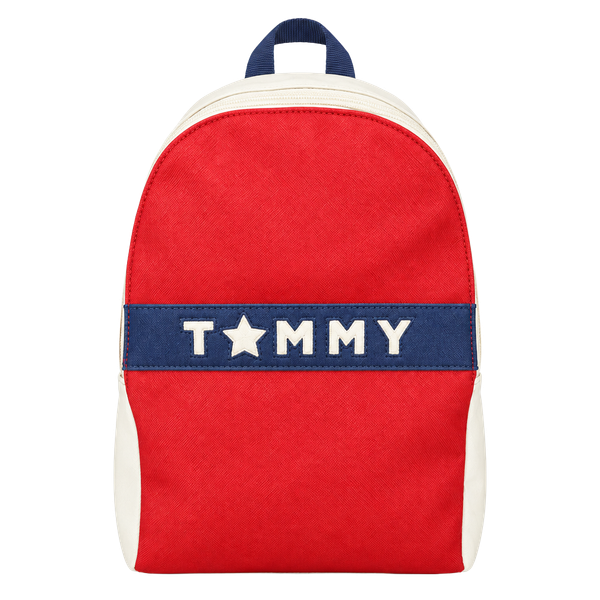 Tommy Hilfiger Logo Faux Leather Backpack Red White Blue