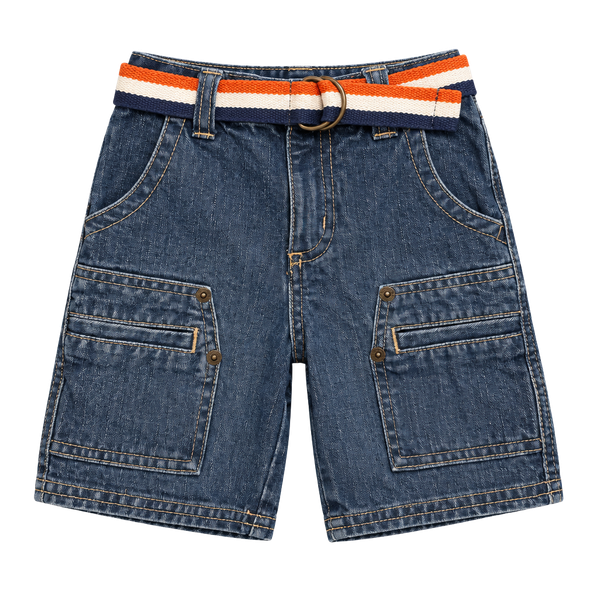 Y2K Gymboree Cargo Denim Shorts Size 12-18 Mos With Belt