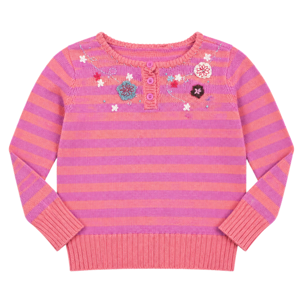 Y2K Genuine Kids from OshKosh Pink Striped Embroidered Sweater Size 2T