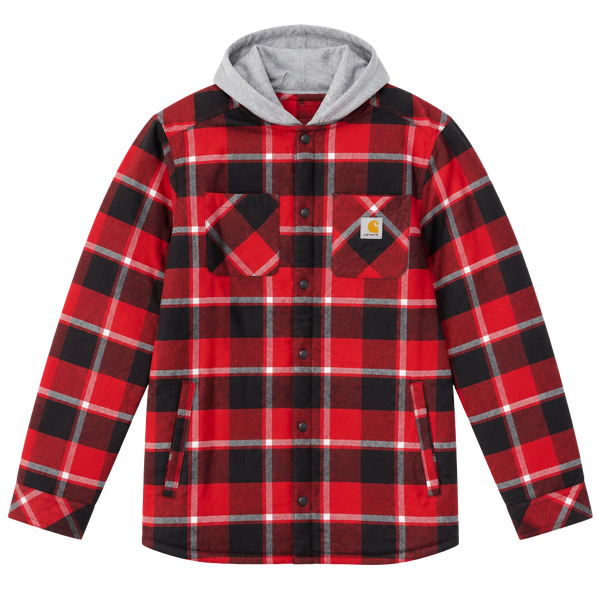 Carhartt Boy's Red Plaid Fleece Lined Hooded Jacket