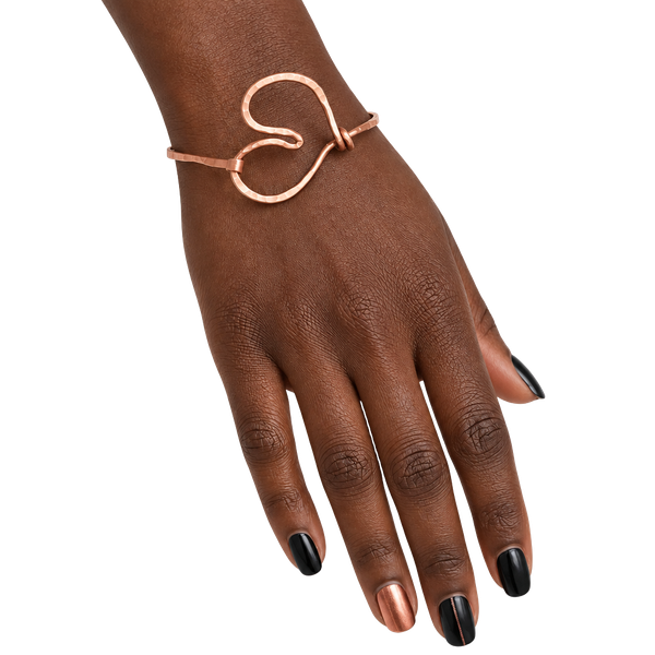 Handmade Hammered Copper Heart Bangle Bracelet