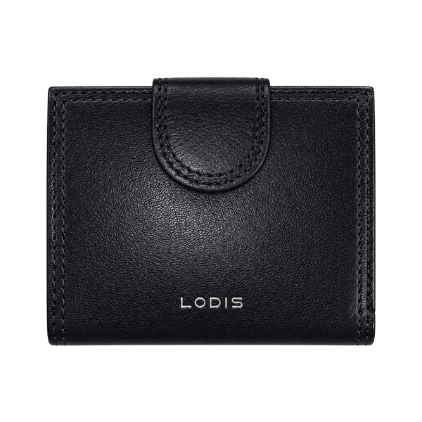 Lodis Black Leather Kisslock Bifold Wallet