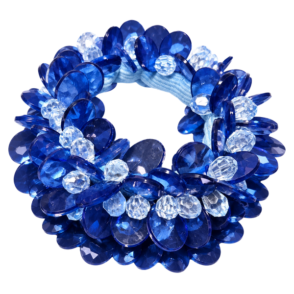Blue Beaded Stretch Bracelet Blue Shades Crystal Cluster Cha Cha
