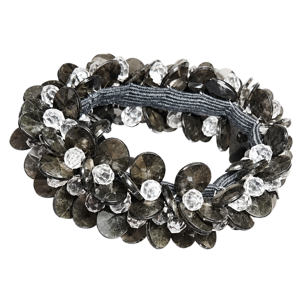 Unbranded Black Sequin and Clear Crystal Stretch Bracelet