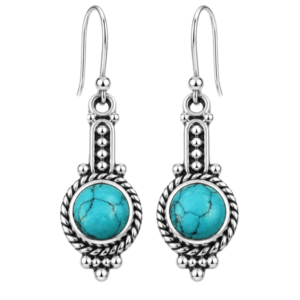 Artisan Sterling Silver Turquoise Dangle Earrings
