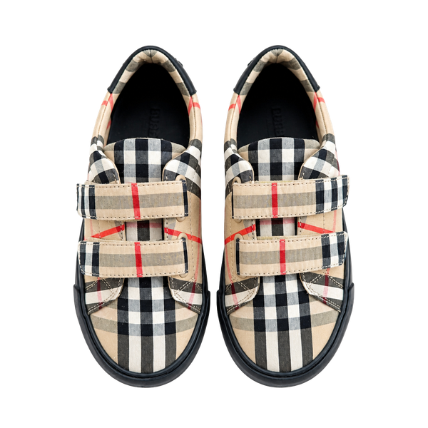 Burberry Markham Check Grip-Strap Sneakers Vintage Check Kids Size US 13