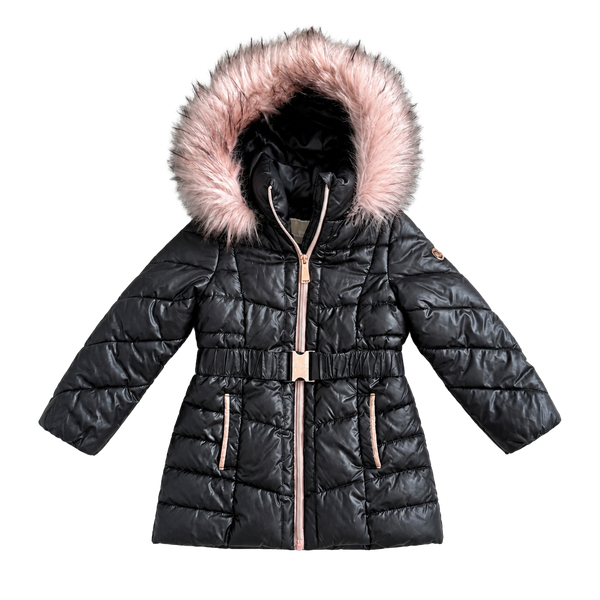 Michael Michael Kors Puffer Jacket Size 2T Black Faux Fur Hood