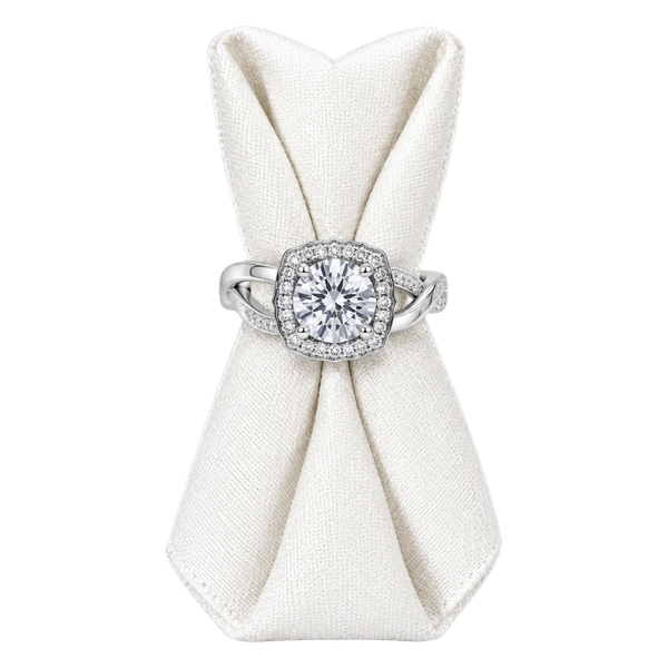 Cushion Cut Moissanite Engagement Ring 1.0ct Split Shank White Gold
