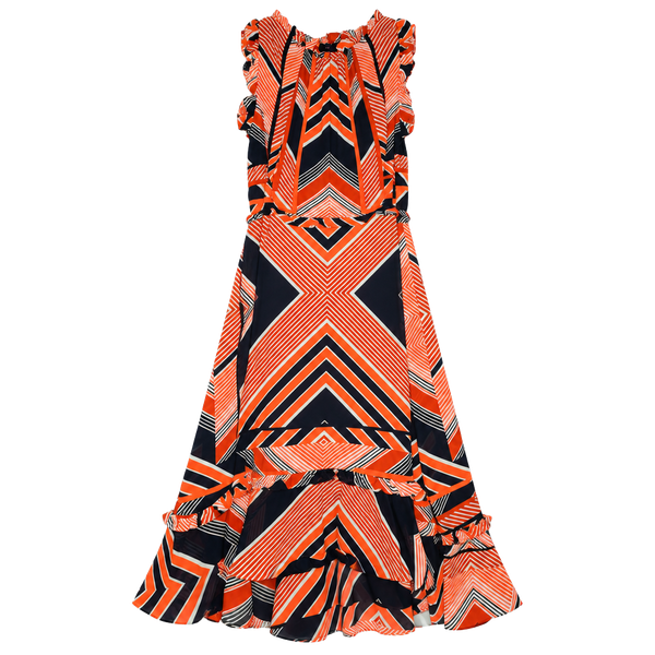 Julia Jordan Geometric Ruffle Hi Low Maxi Dress (q1)