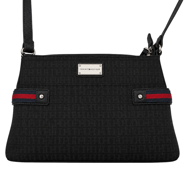 Tommy Hilfiger Monogram Crossbody Bag Black Nylon