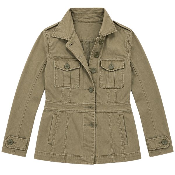 Hershey Womens Utility Jacket Size M Beige Tan Button Front Military Coat 2