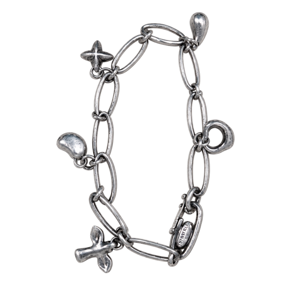 Tiffany & Co. Elsa Peretti Sterling Silver 5-Charm Link Bracelet 7.25