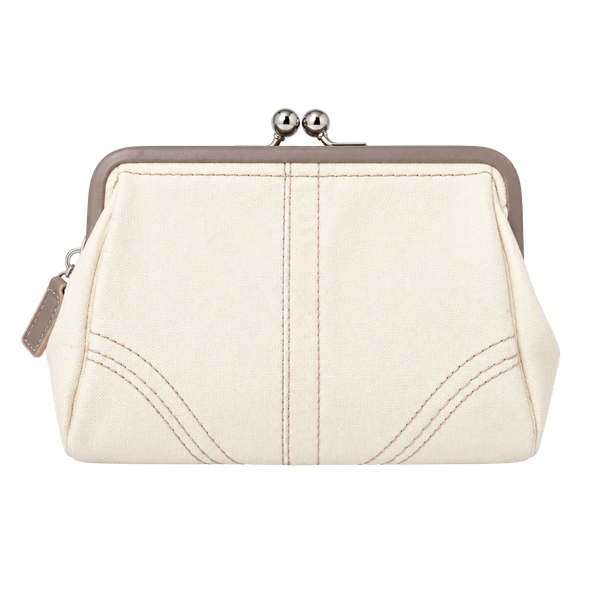 Coach Vintage Soho Cream Leather Frame Kiss Lock Wristlet Clutch Bag