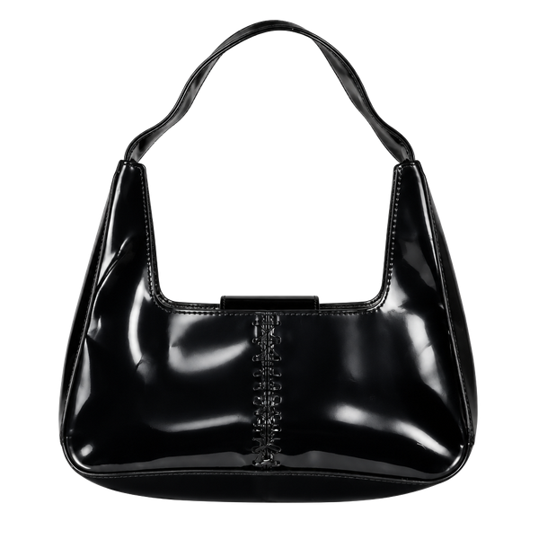 2000 Guess Vintage Black Patent Leather Shoulder Bag Hobo Purse