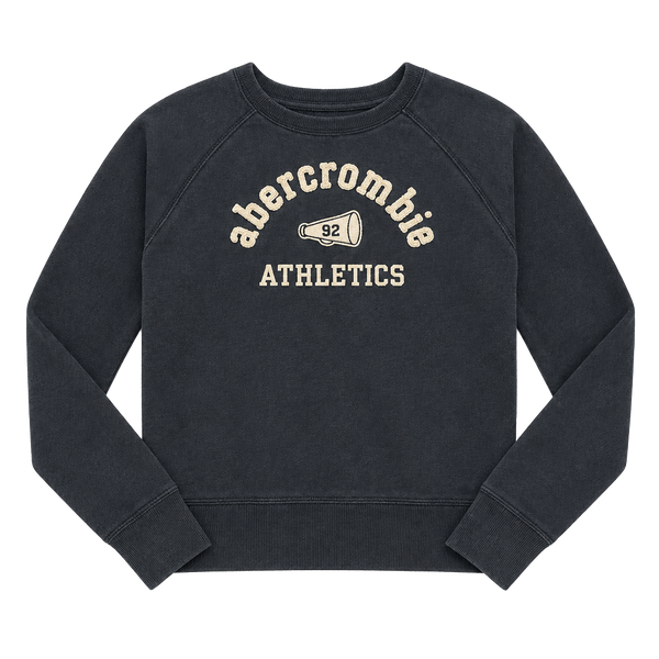 Abercrombie Kids Sweatshirt Size L Black Athletics 92 Megaphone Applique 1b