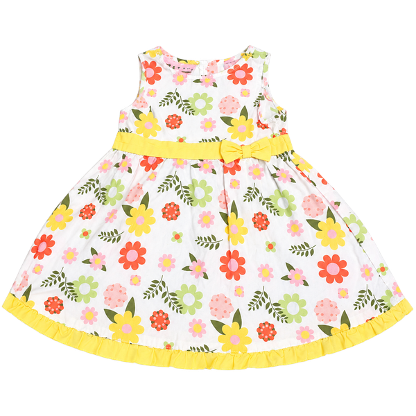 Vintage Floral Baby Dress, 60s Mod Frock, Pink Ric Rac Trim - ,