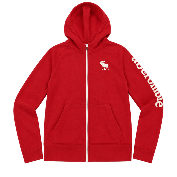 Abercrombie Kids Full Zip Hoodie Size XL Red Logo
